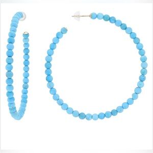 10K Yellow Gold | Turquoise Beaded Hoop Earrings